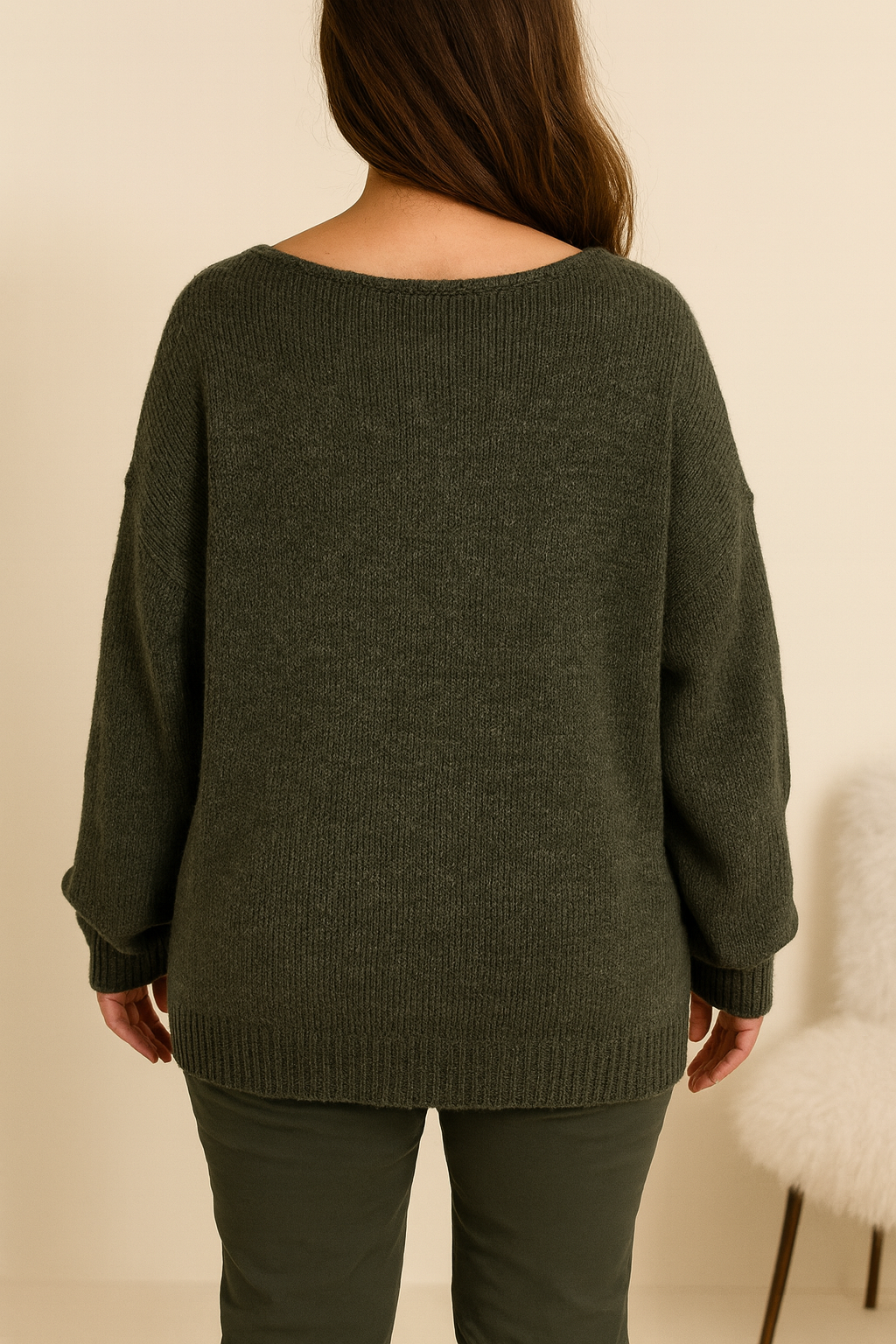Wool Mix Paris Star Jumper - Khaki