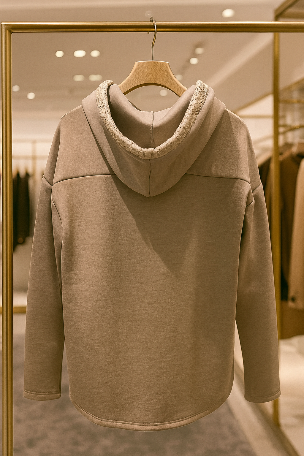 Heritage Stitch Woven Heart Veria Hoodie - Latte