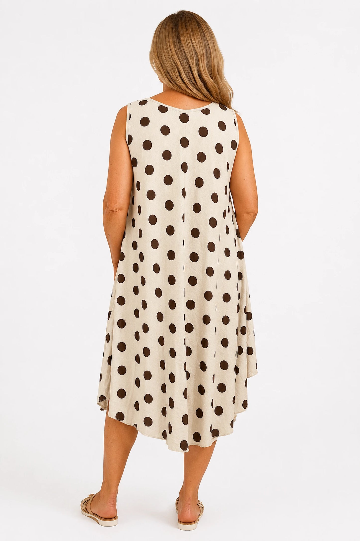 Polka Dot Verity Dress - Beige
