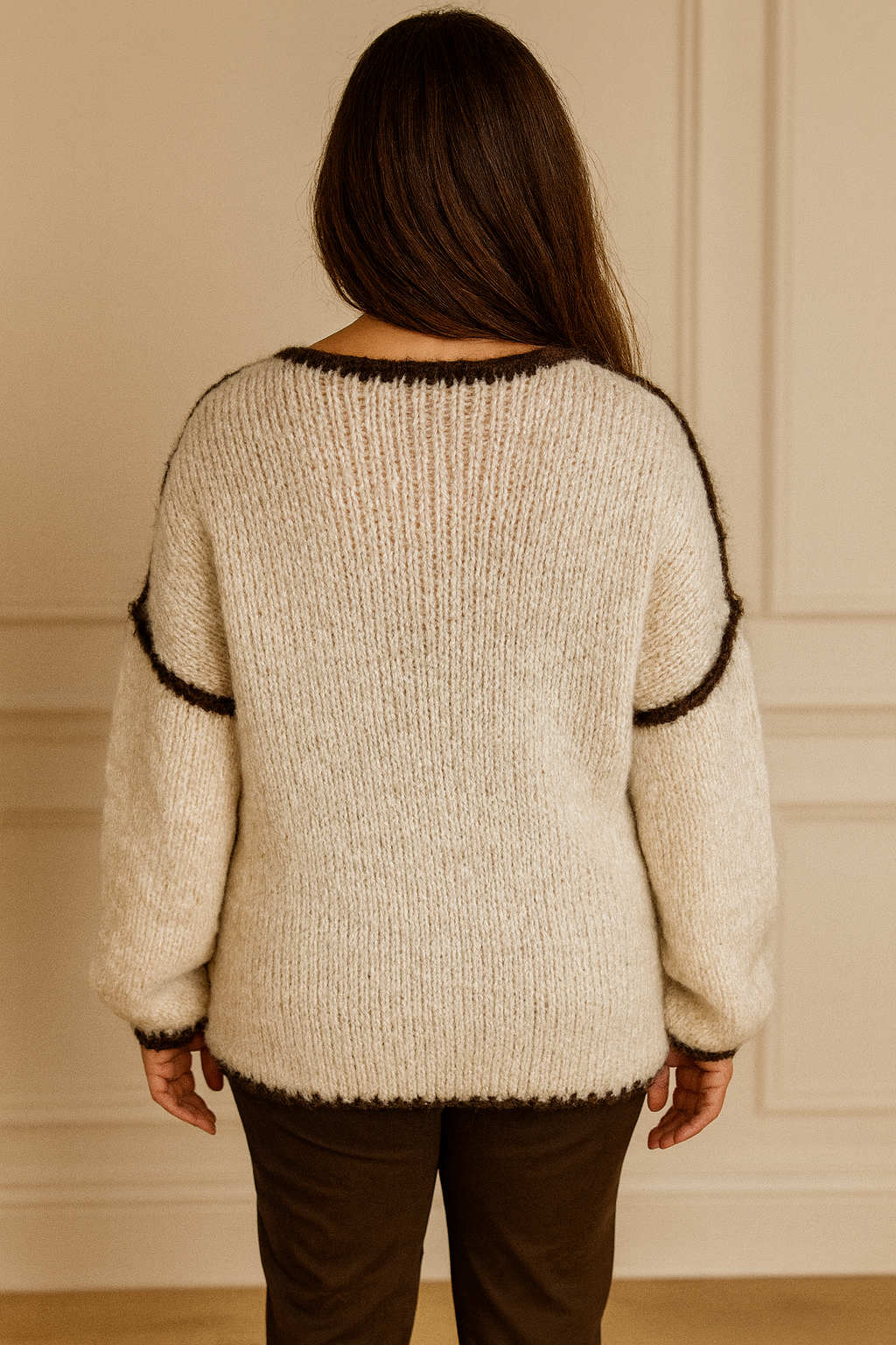 Wool Mix Cana Jumper - Cream/Chocolate