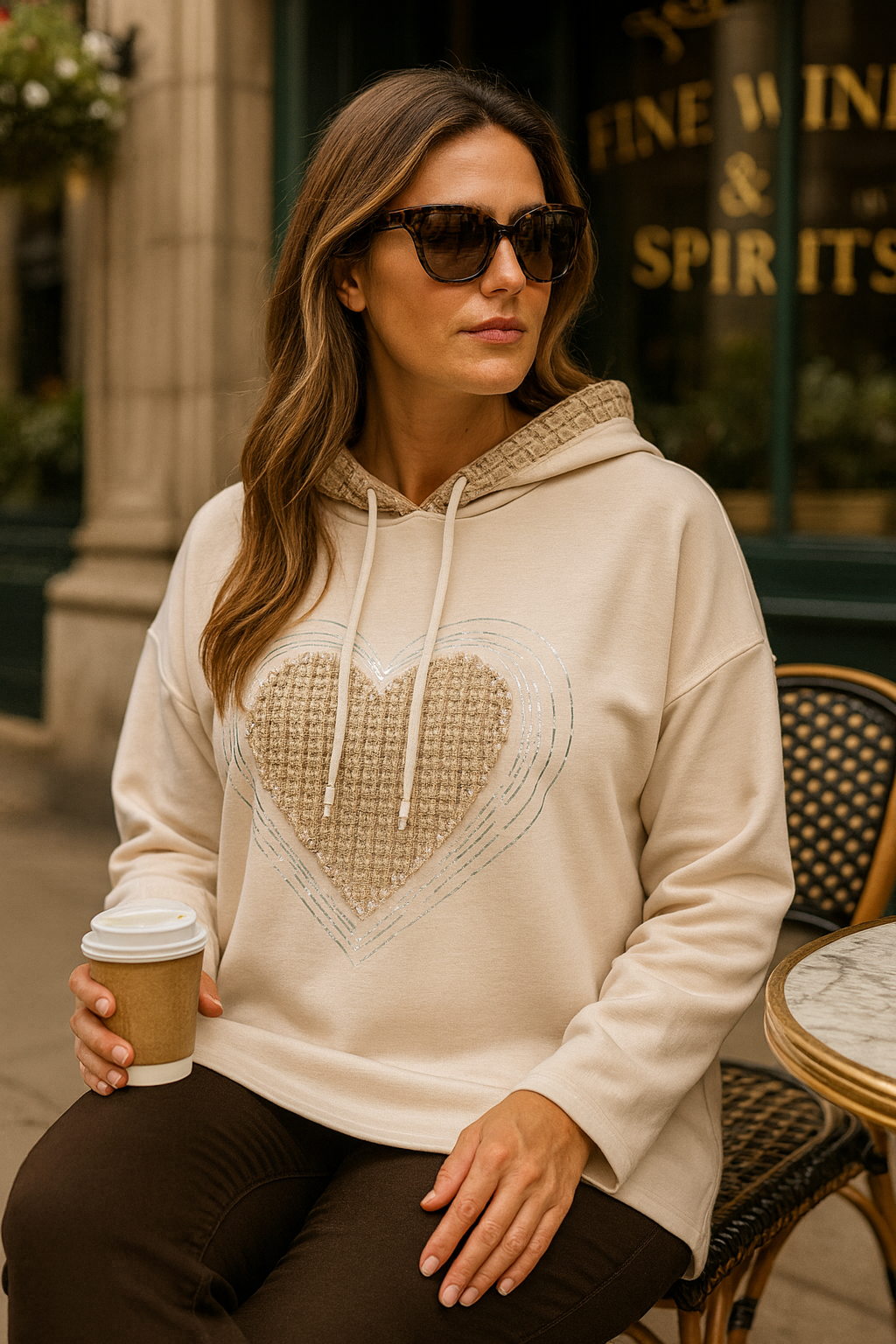 Heritage Stitch Woven Heart Veria Hoodie - Beige