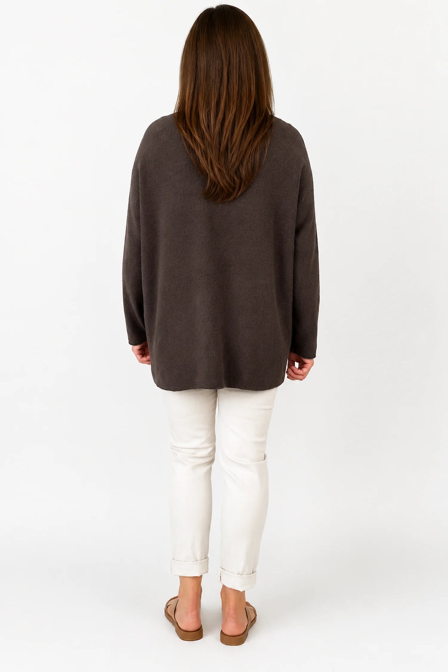 Wool Mix Seam Sleeve Venice Jumper - Chocolate