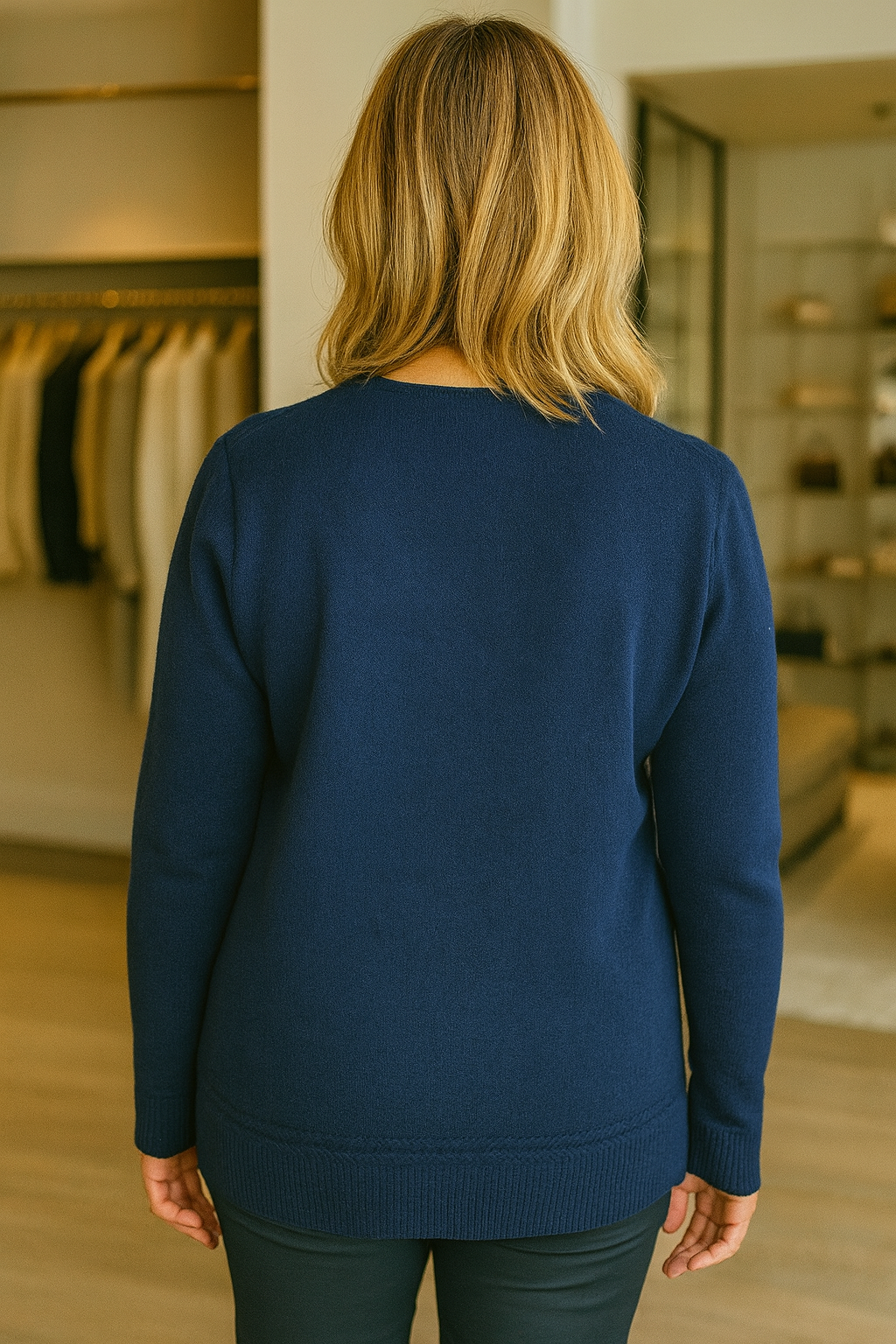 Cashmere Mix Luxury Knit Badge Detail Florence Jumper - Navy