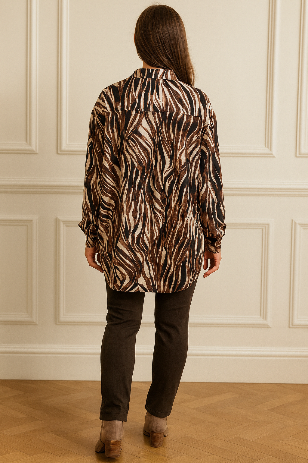 Premium Stitch Button Sleeve Varella Shirt - Mocha/Chocolate/Cream/Black