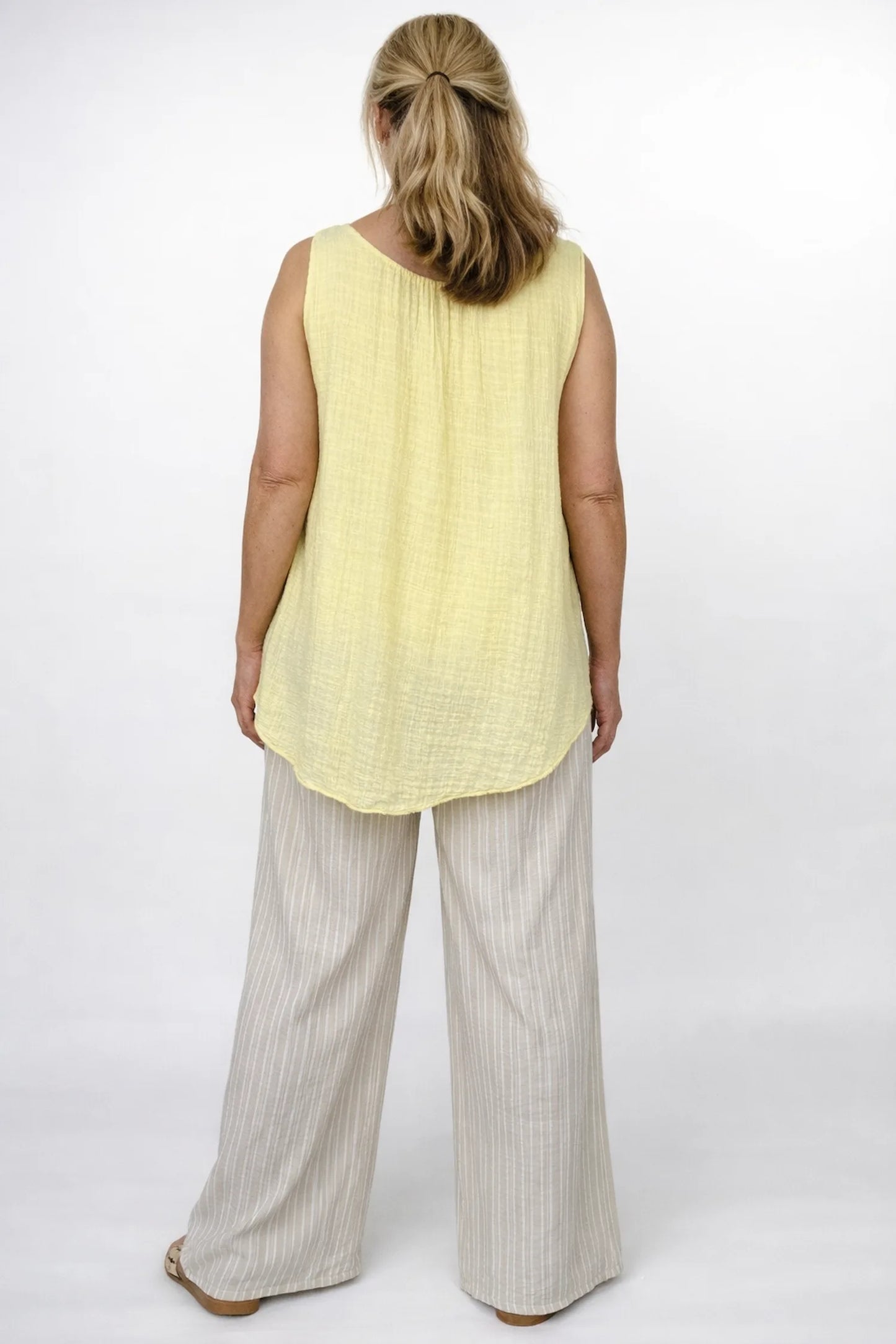 Fully Lined Cotton Italia Necklace Vest - Lemon