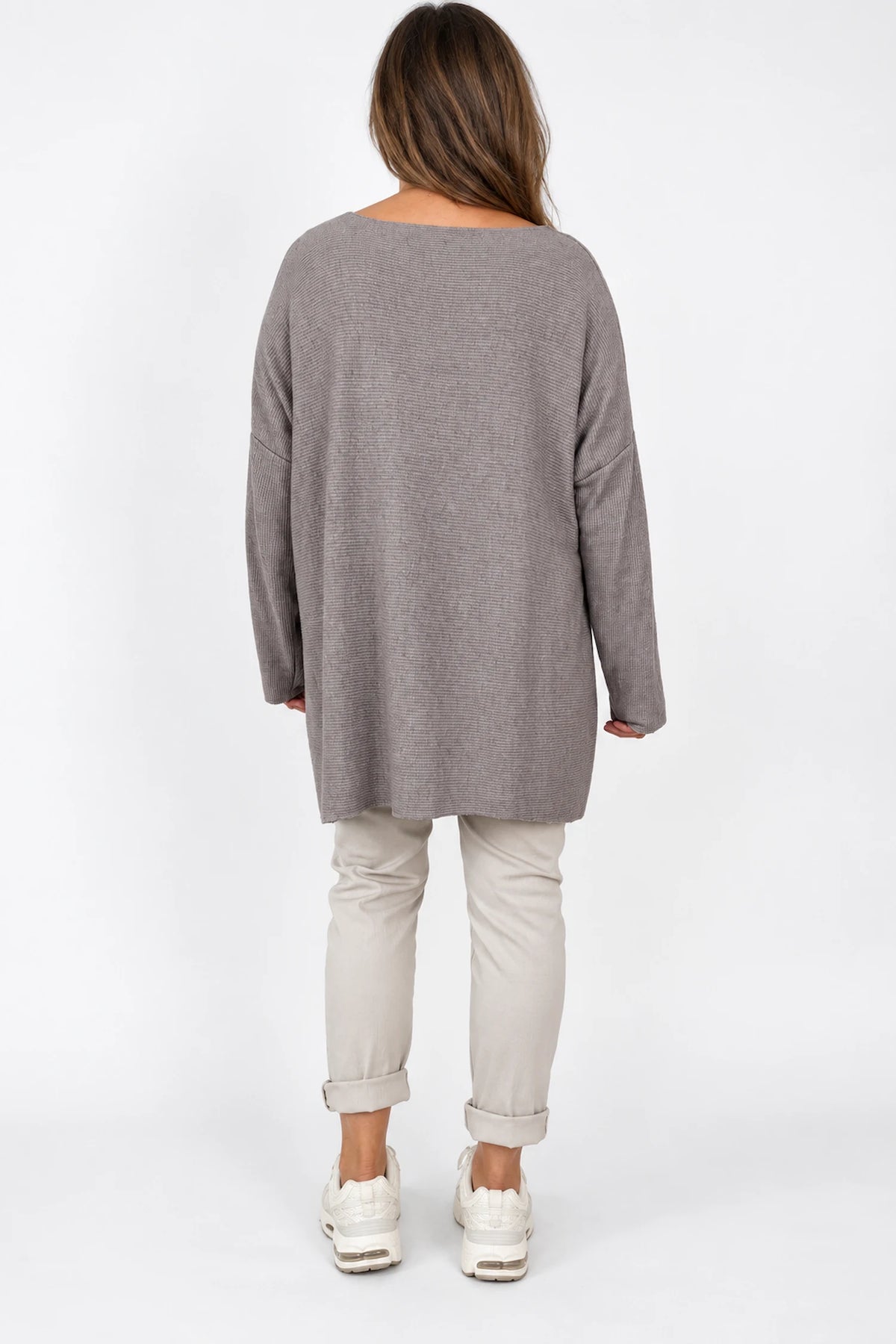 Wool Mix Ribbed Knit Porto Top - Mocha
