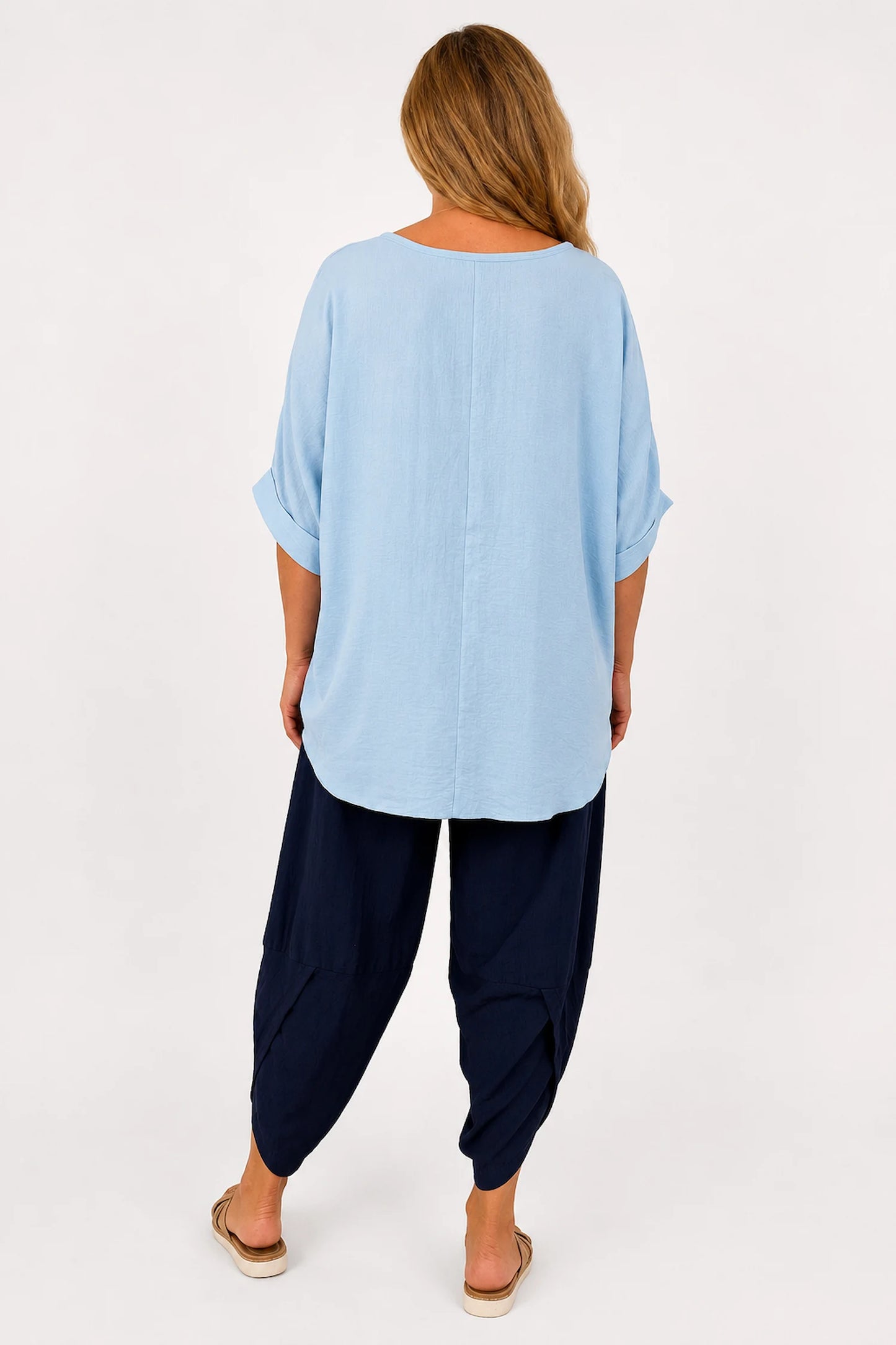 Lightweight Flow Telisa Necklace Top - Baby Blue