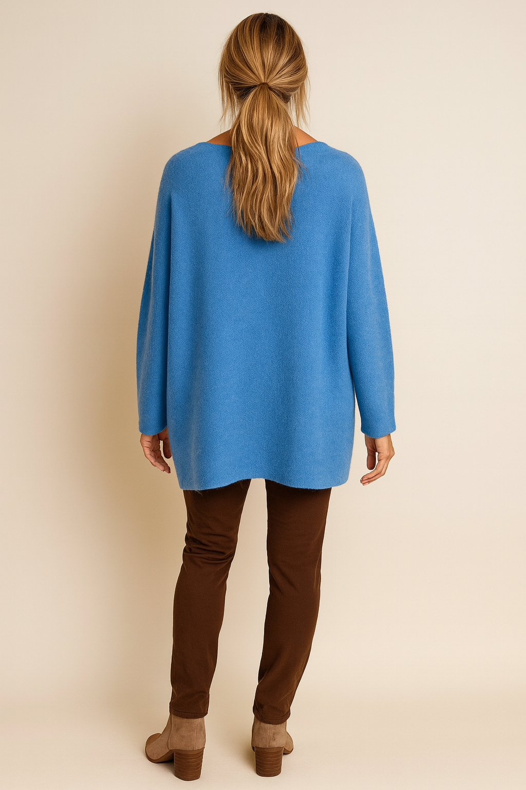 Allegra Fine Knit Seam Sleeve Detail Jumper - Sky Blue