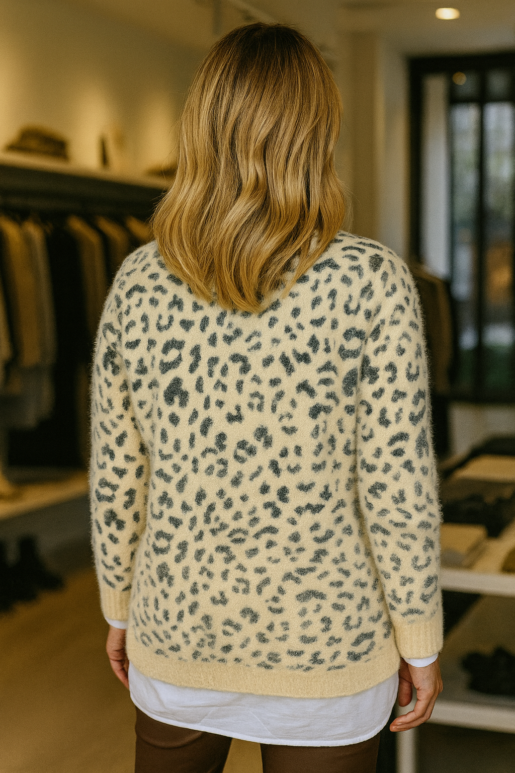 Super Soft Stretch Leopard Print Tissa Jumper - Beige