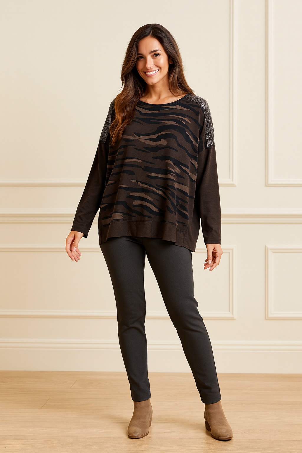 Cotton Double Back And Front Pocket Capari Pant - Dark Charcoal