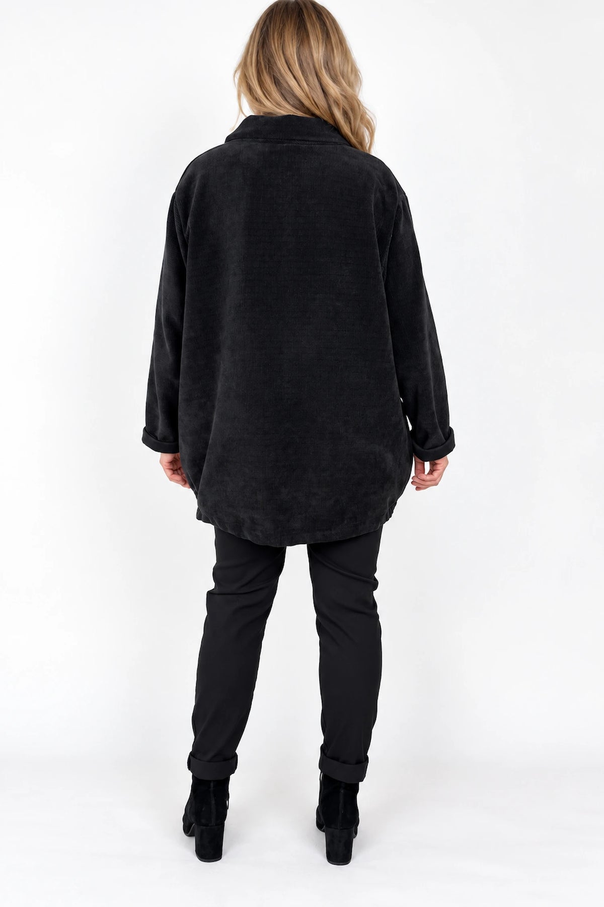 Chenille Double Pocket Charmaine Button Jacket - Black