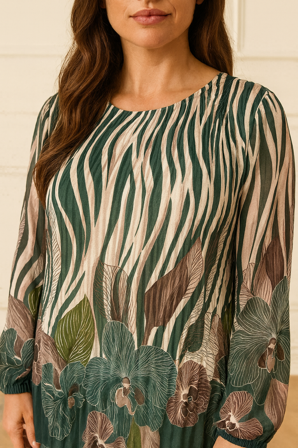 Fully Lined Pleated Valencia Top - Emerald Green