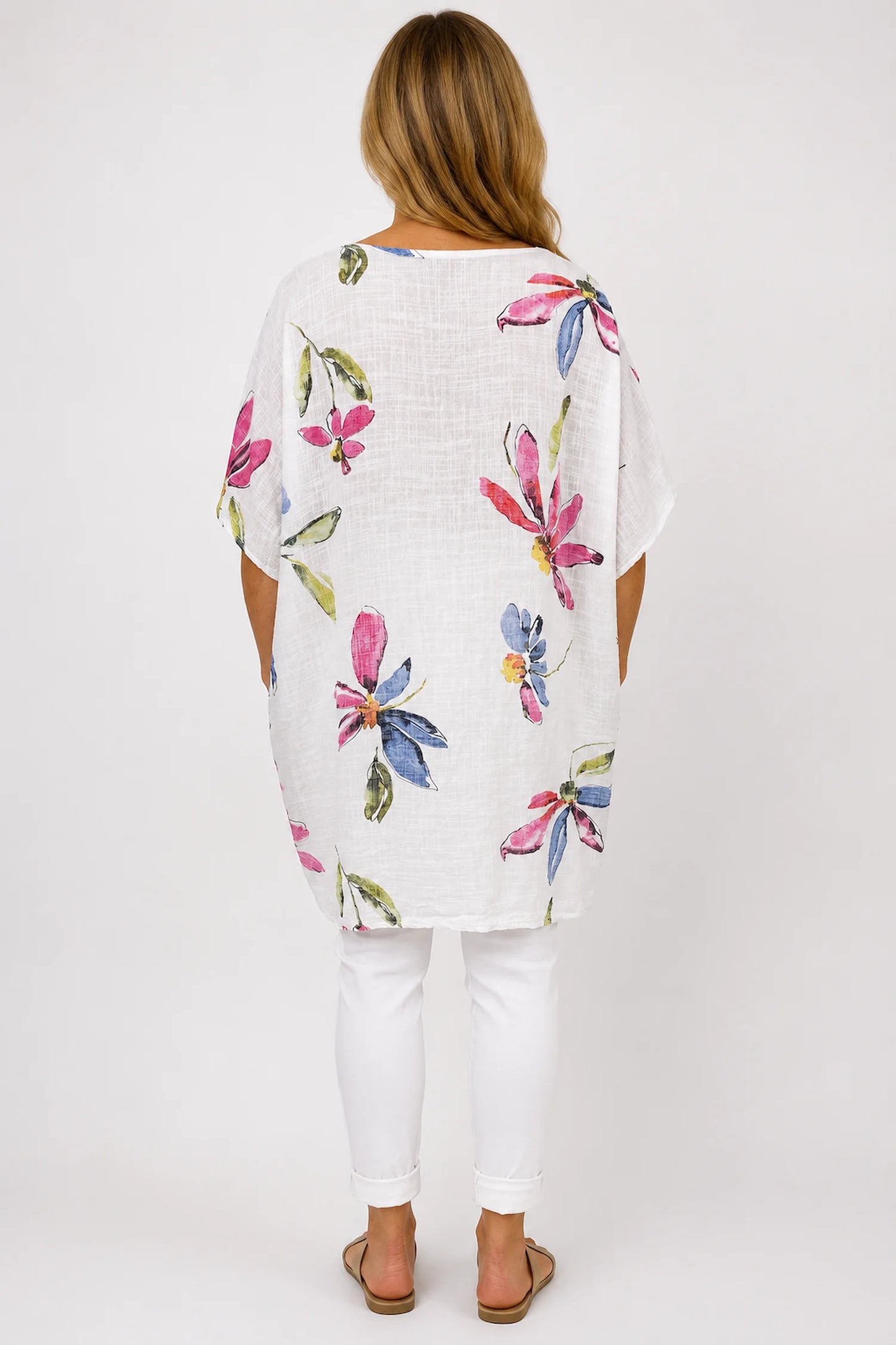 Pure Cotton Double Pocket Livia Tunic Top - White