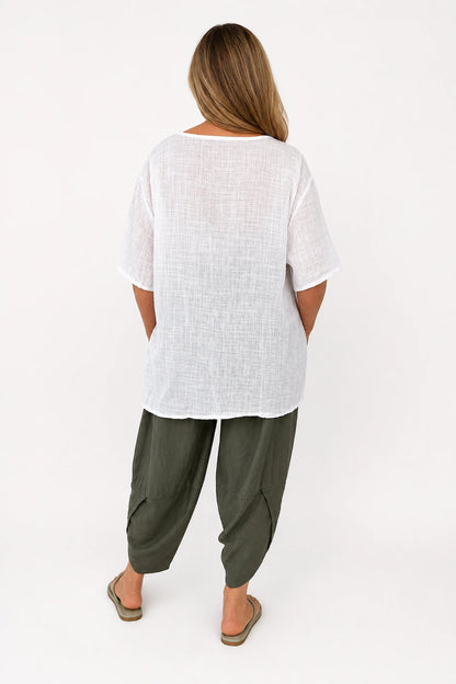Pure Cotton Bianca Floral Top - White