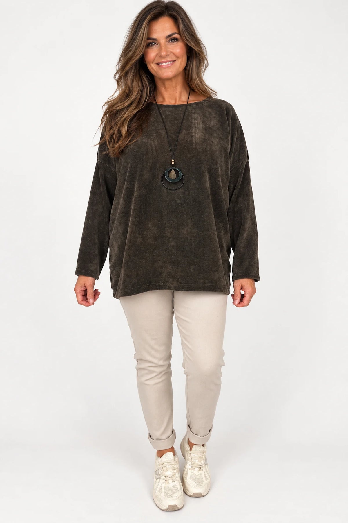 Ariana Chenille Necklace Top - Dark Chocolate
