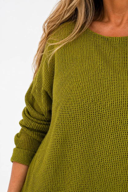 Pure Cotton Fully Lined Amy Mesh Top - Lime