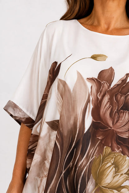 Fully Lined Vintage Floral Elizabeth Chiffon - Vintage Chocolate
