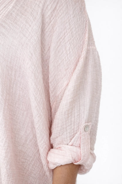 Premium Stitch Button Sleeve Marella Shirt - Baby Pink
