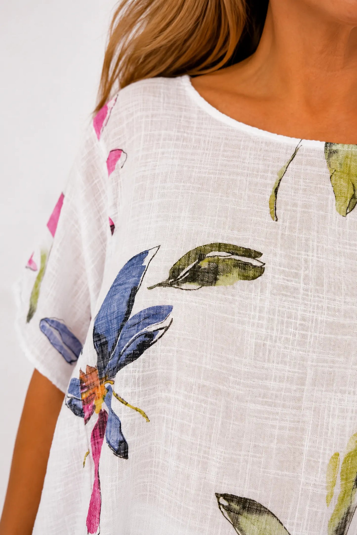 Pure Cotton Double Pocket Livia Tunic Top - White