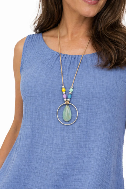 Fully Lined Cotton Italia Necklace Vest - Denim