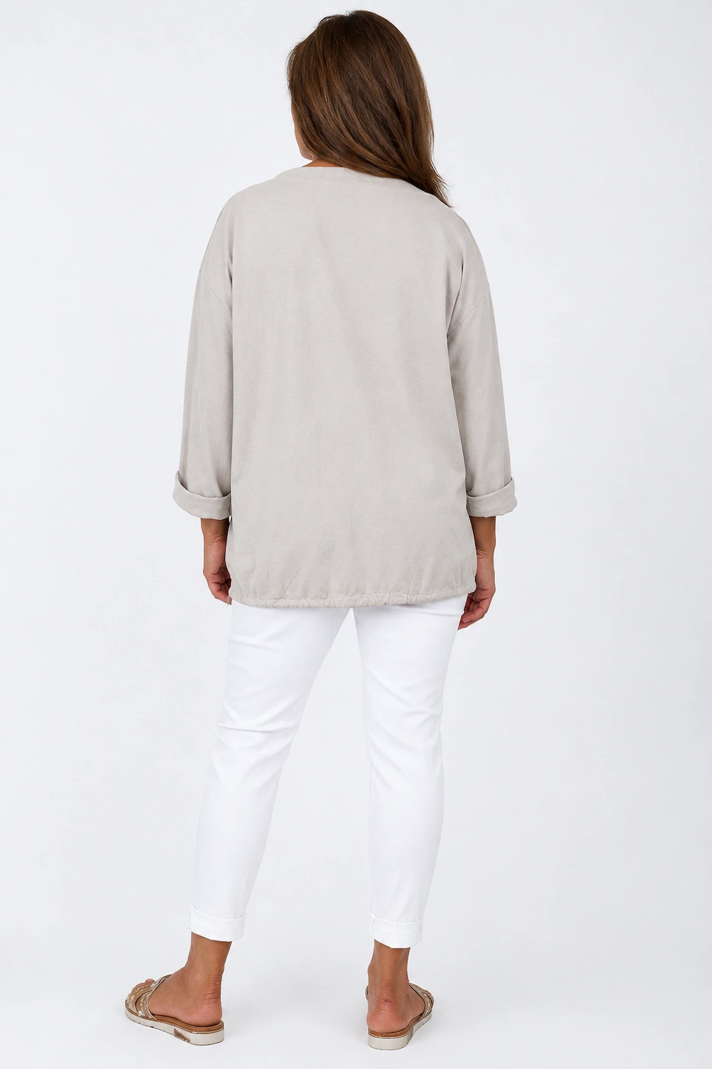Cotton Embroidered Floral Tied Hem Flerissa Top - Beige