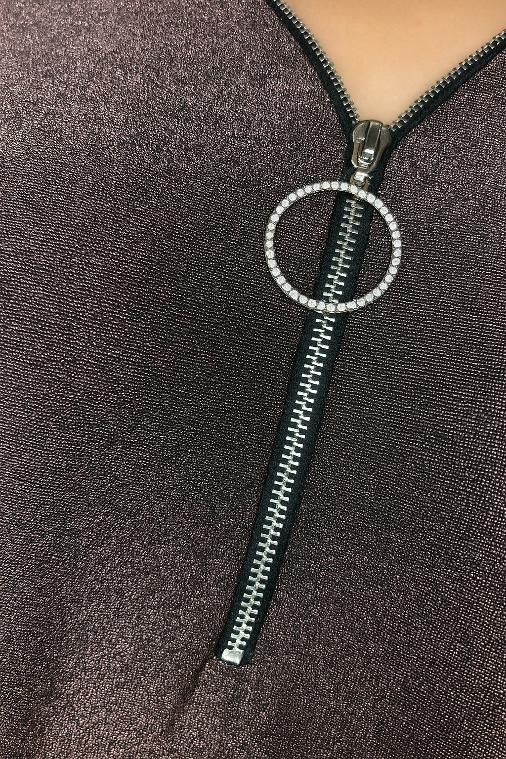 Diamanté Zip Monica Shimmer Top - Champaign