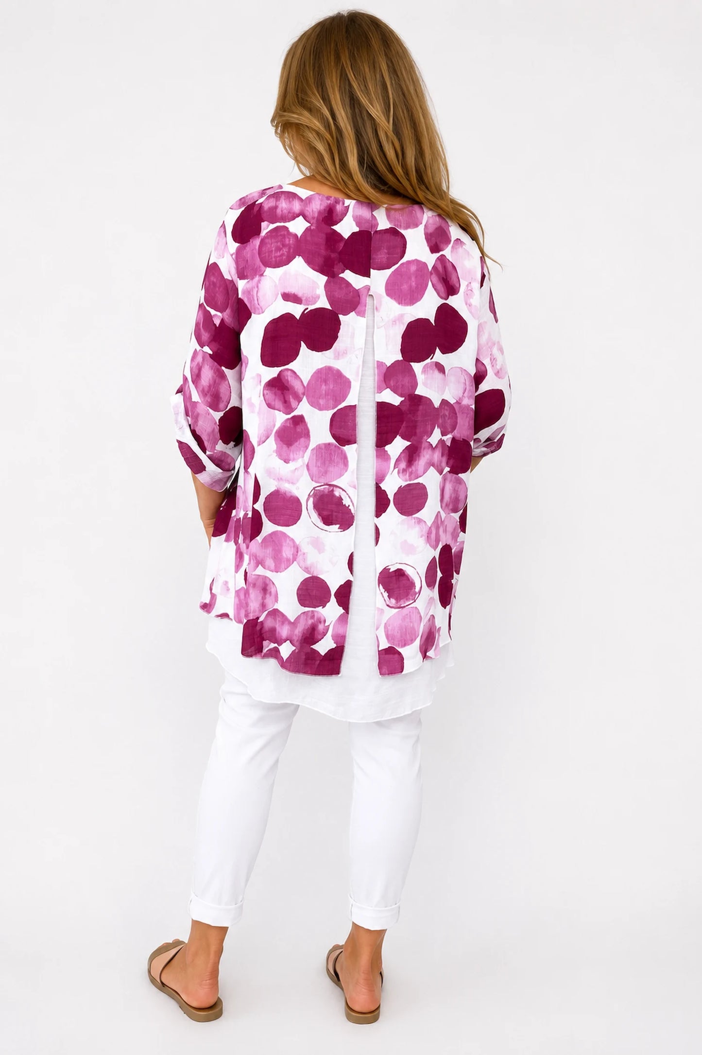 Fully Lined Ava Button Sleeve Top - Grape