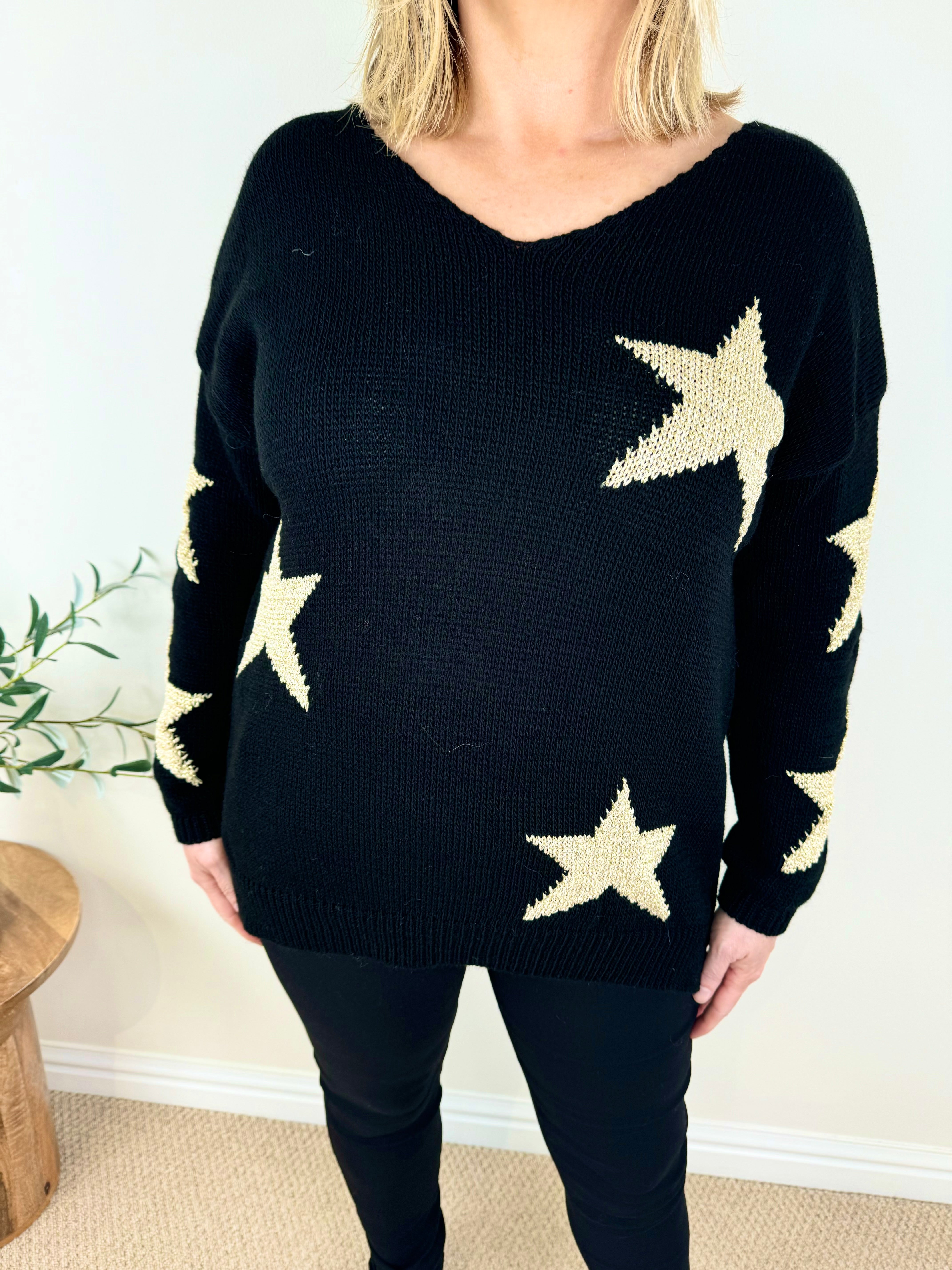 Soft Knit Sparkle Star Maisy jumper AW24 - Black