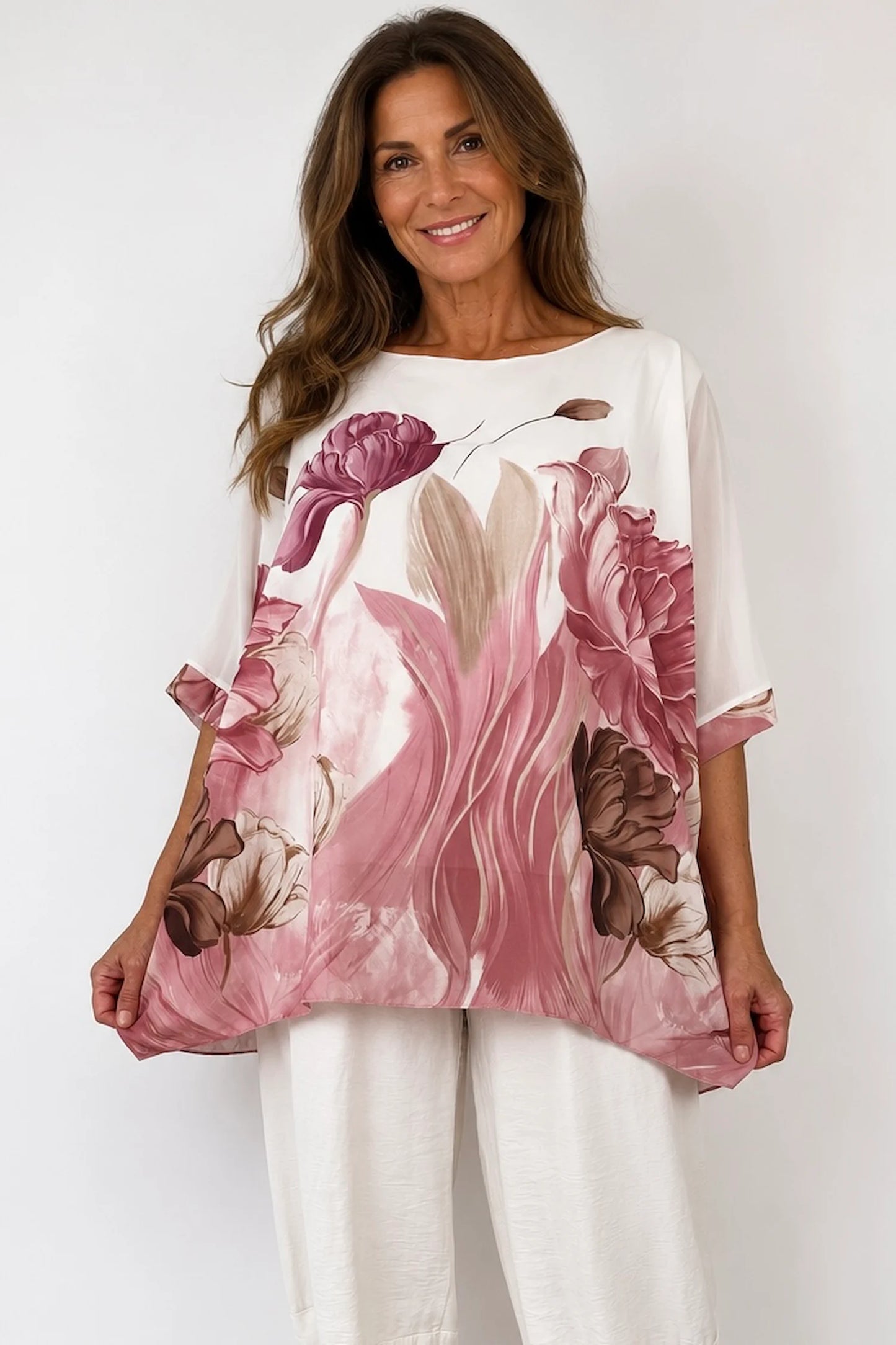 Fully Lined Vintage Floral Elizabeth Chiffon - Vintage Rose