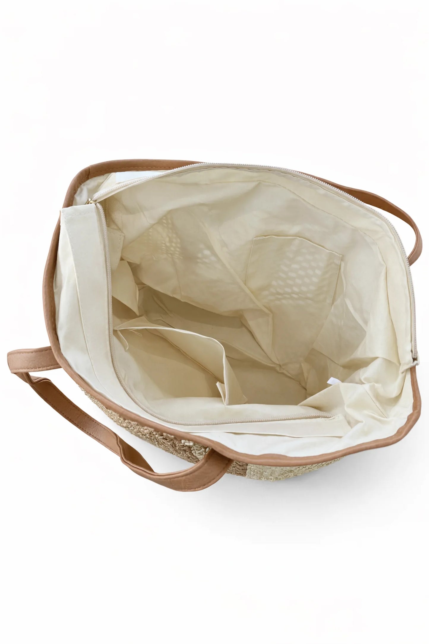 Milan Woven Double Faux Leather Strap Tote Bag