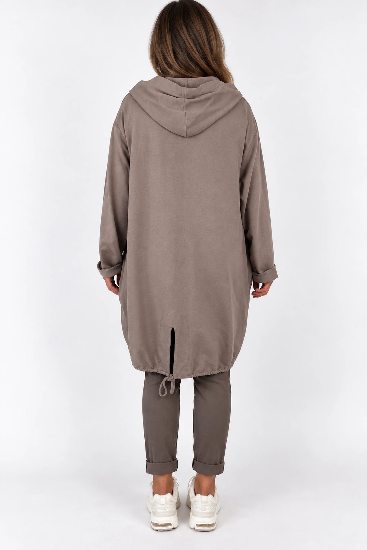 Cotton Double Pocket Kasi Zipped Hooded Jacket - Mocha