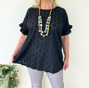 Micka Frill Sleeve Necklace Top SS24