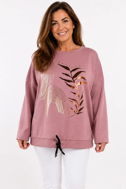 Metallic Gold Tied Hem Maddison Top - Vintage Rose
