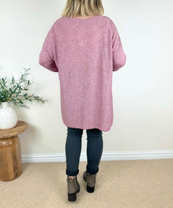 Fine Knit Wool Mix Tara Top AW24 - Fleck Pink