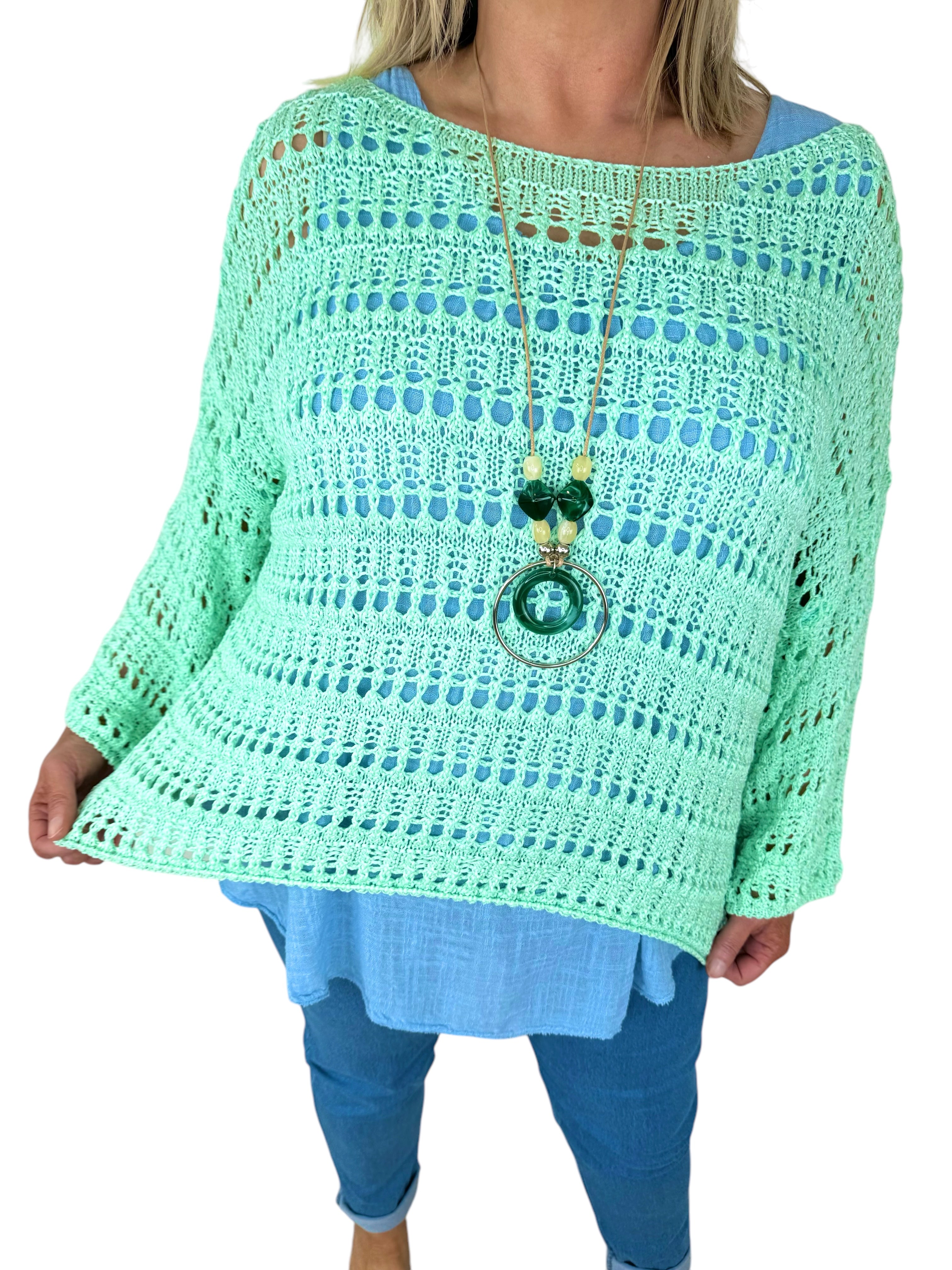 Arilla Crochet Top - Mint