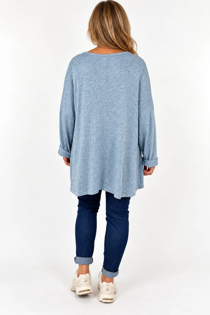 Fine Knit Como Necklace Top - Fleck Sky
