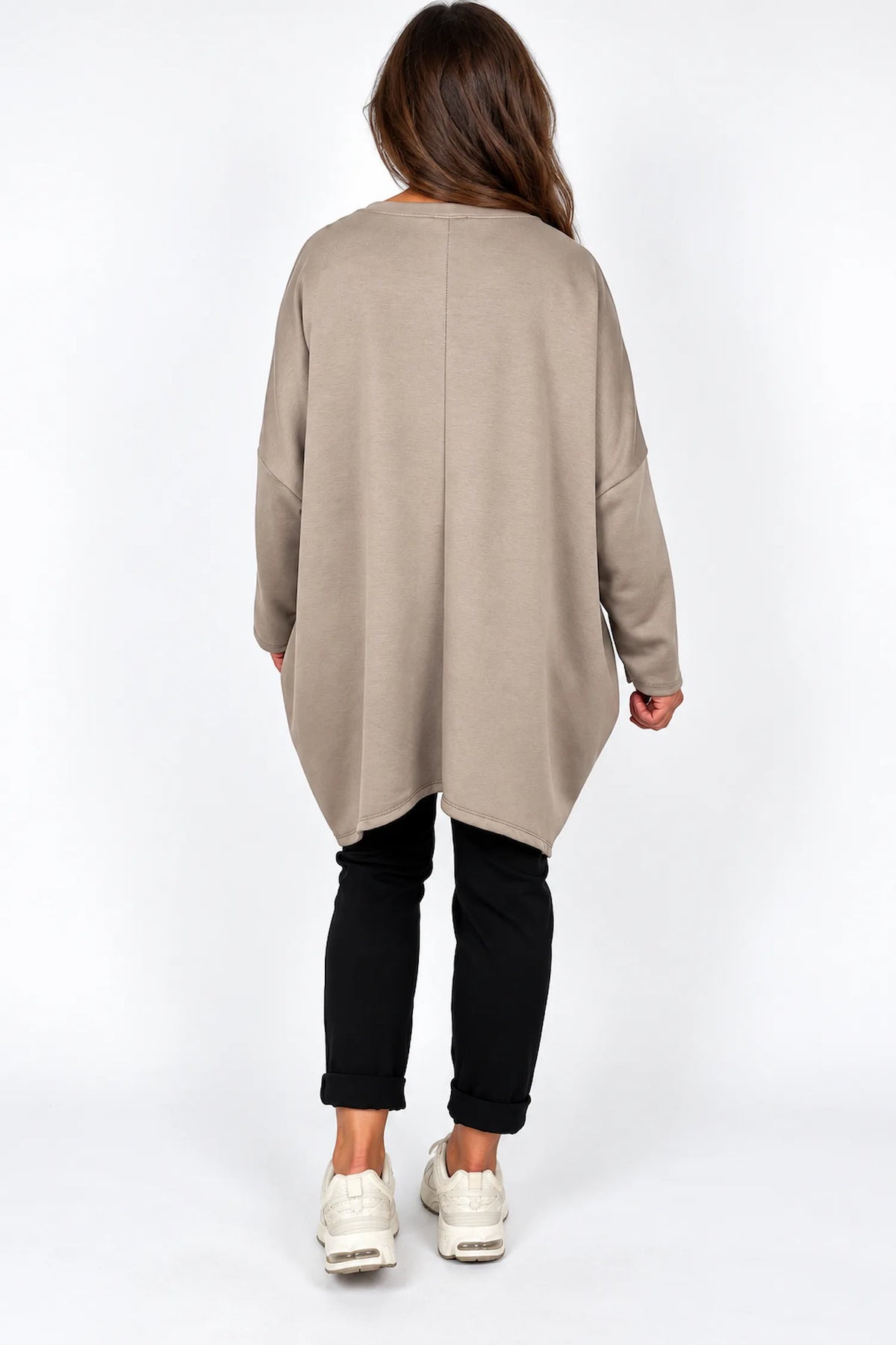 Zipped Hem Leopard Patch Badge Detail Double Pocket Varsia Top - Mocha