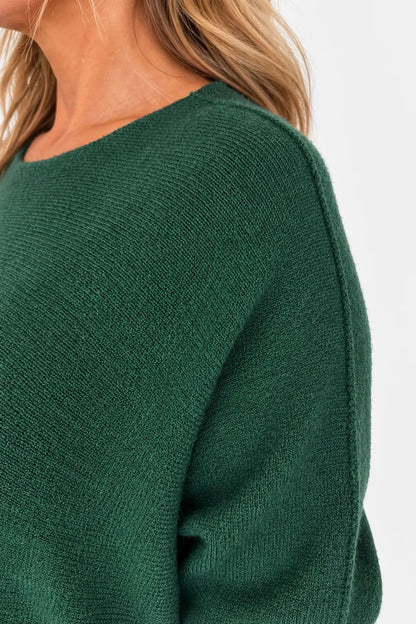 Wool Mix Seam Sleeve Venice Jumper - Emerald Green