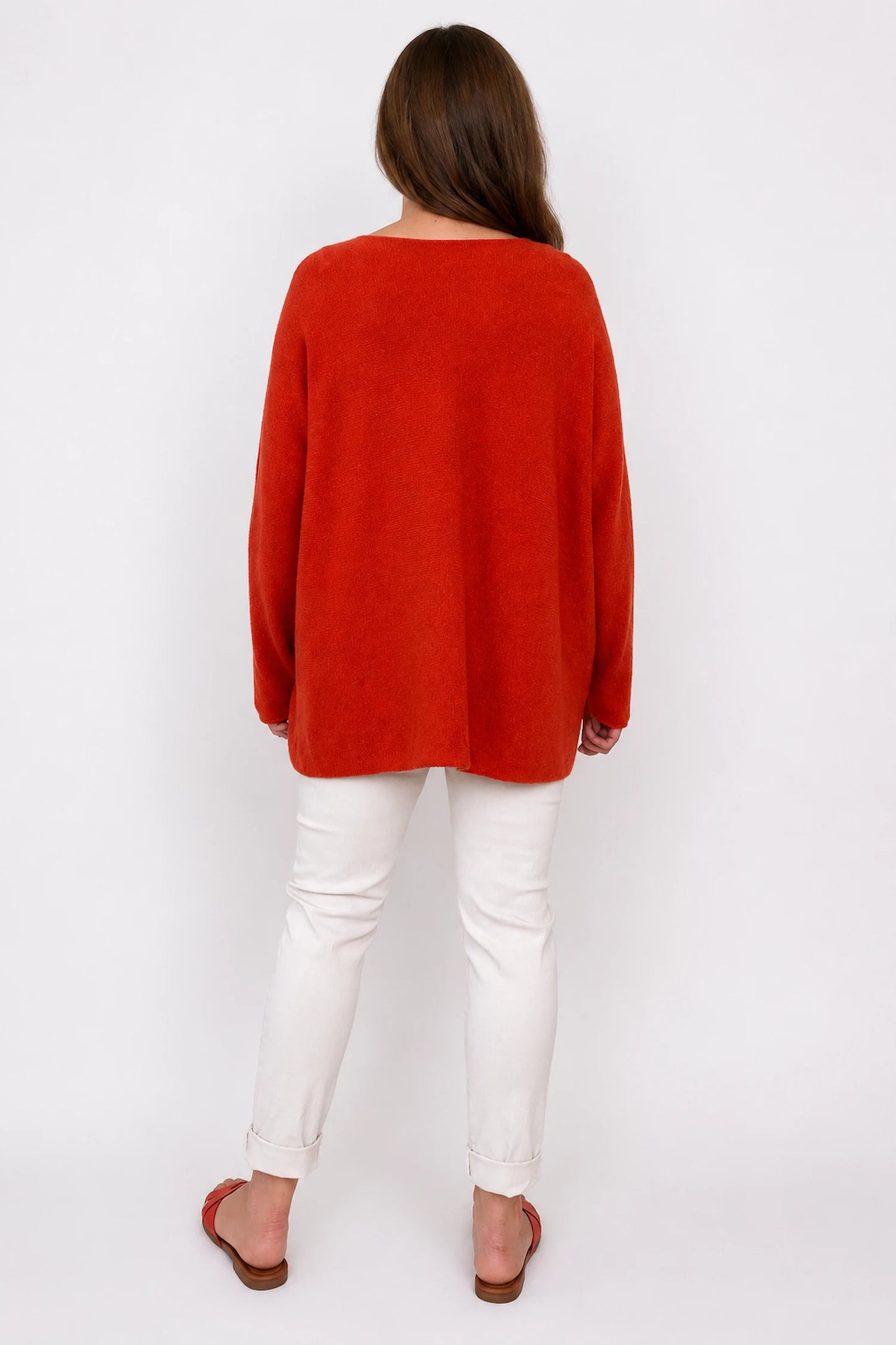 Wool Mix Seam Sleeve Venice Jumper - Orange Squeeze