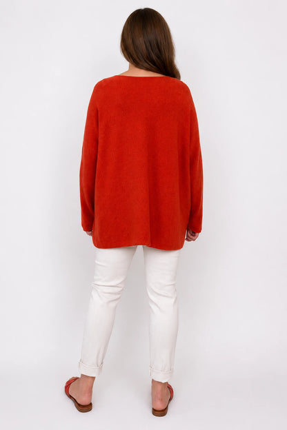 Wool Mix Seam Sleeve Venice Jumper - Orange Squeeze