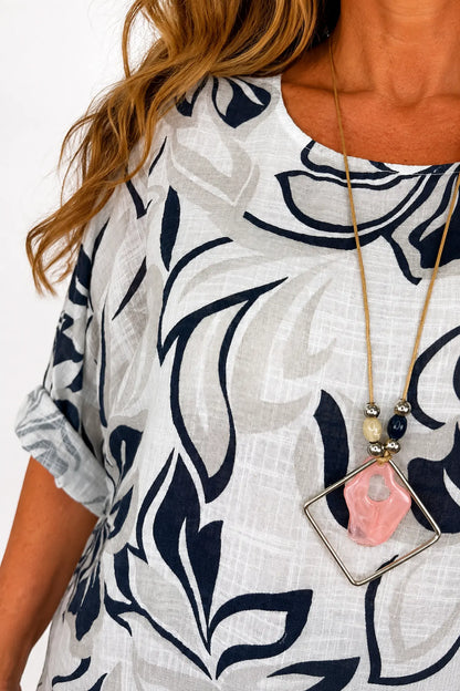 Pure Cotton Pesali Necklace Top - White