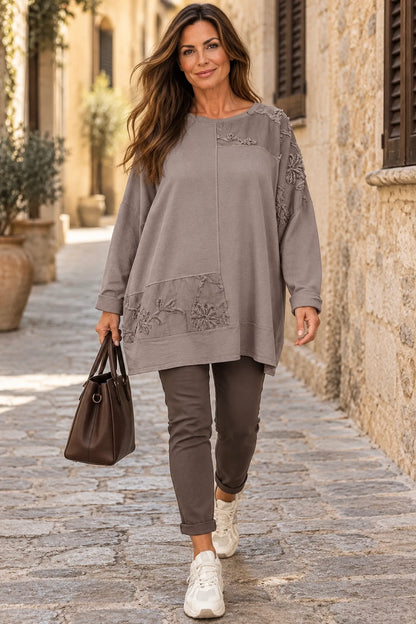 Cotton Fine Needlecord Patch Parisi Top - Mocha