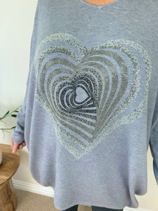 Premium Knit Papillonne Diamanté Heart Jumper AW24