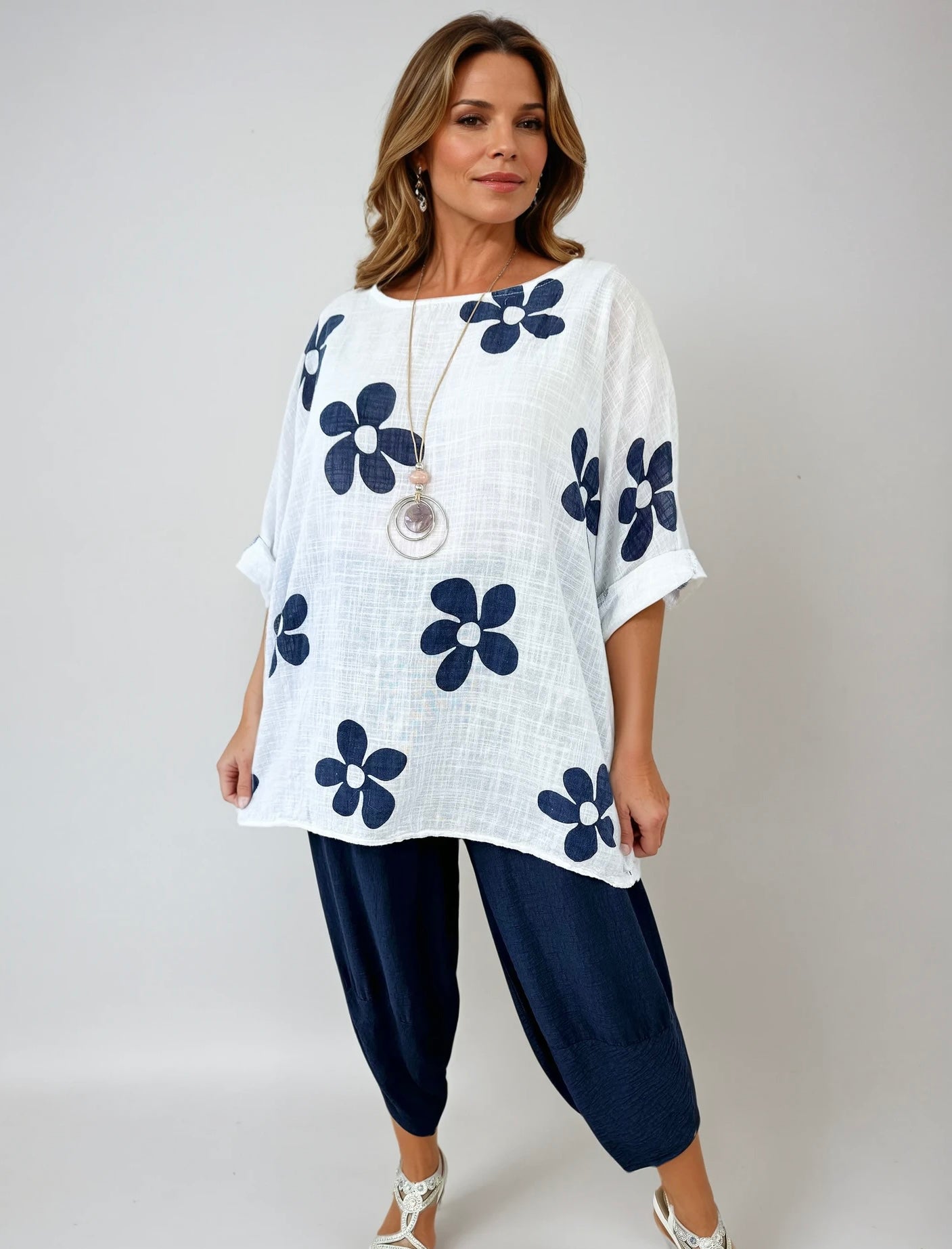 Pure Cotton Vibra Necklace Top - White