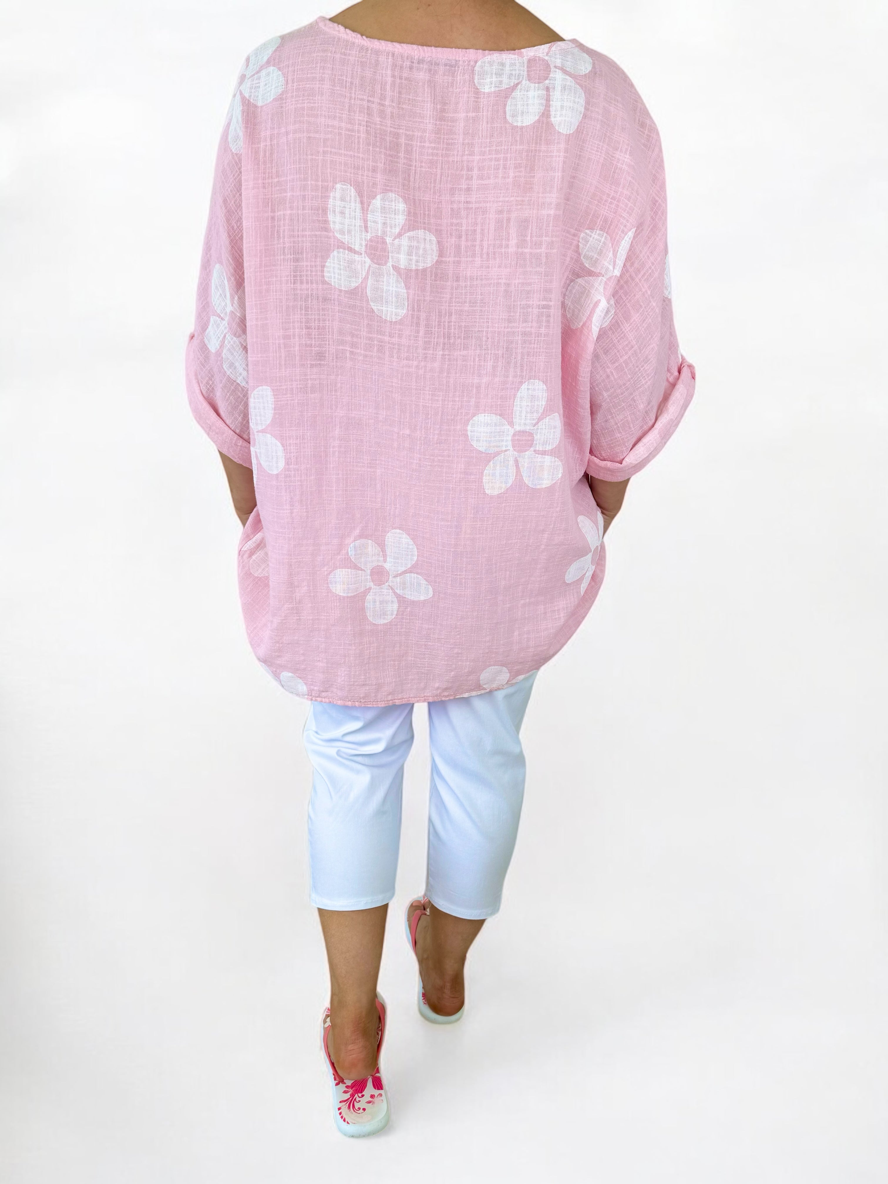 Pure Cotton Vibra Necklace Top - Baby Pink