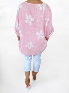 Pure Cotton Vibra Necklace Top - Baby Pink