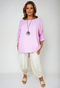 High Low Valentina Necklace Top - Baby Pink