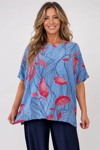 Pure Cotton Darcie Top - Powder Blue