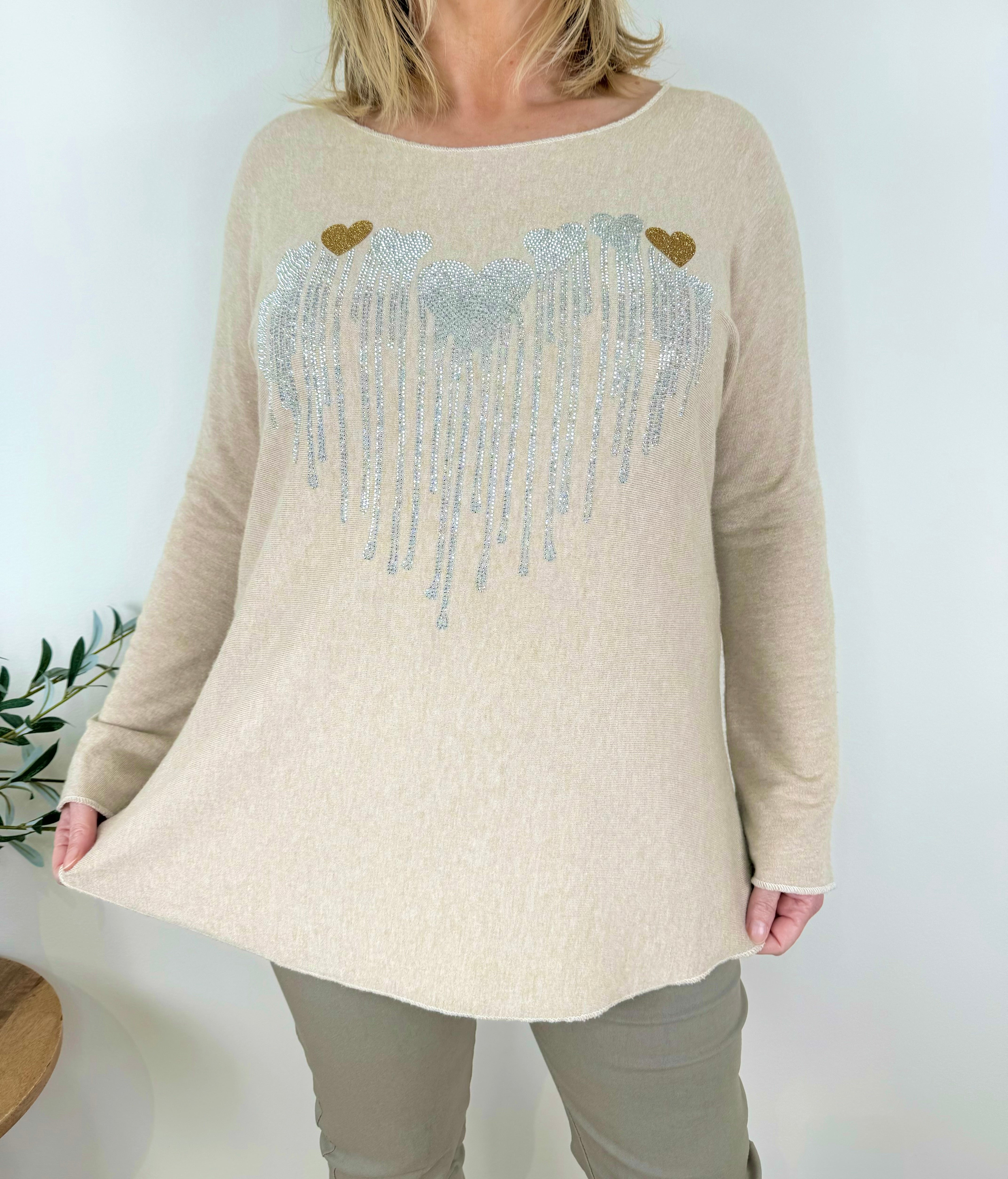 Soft Knit Diamanté Heart Ziara Top AW24