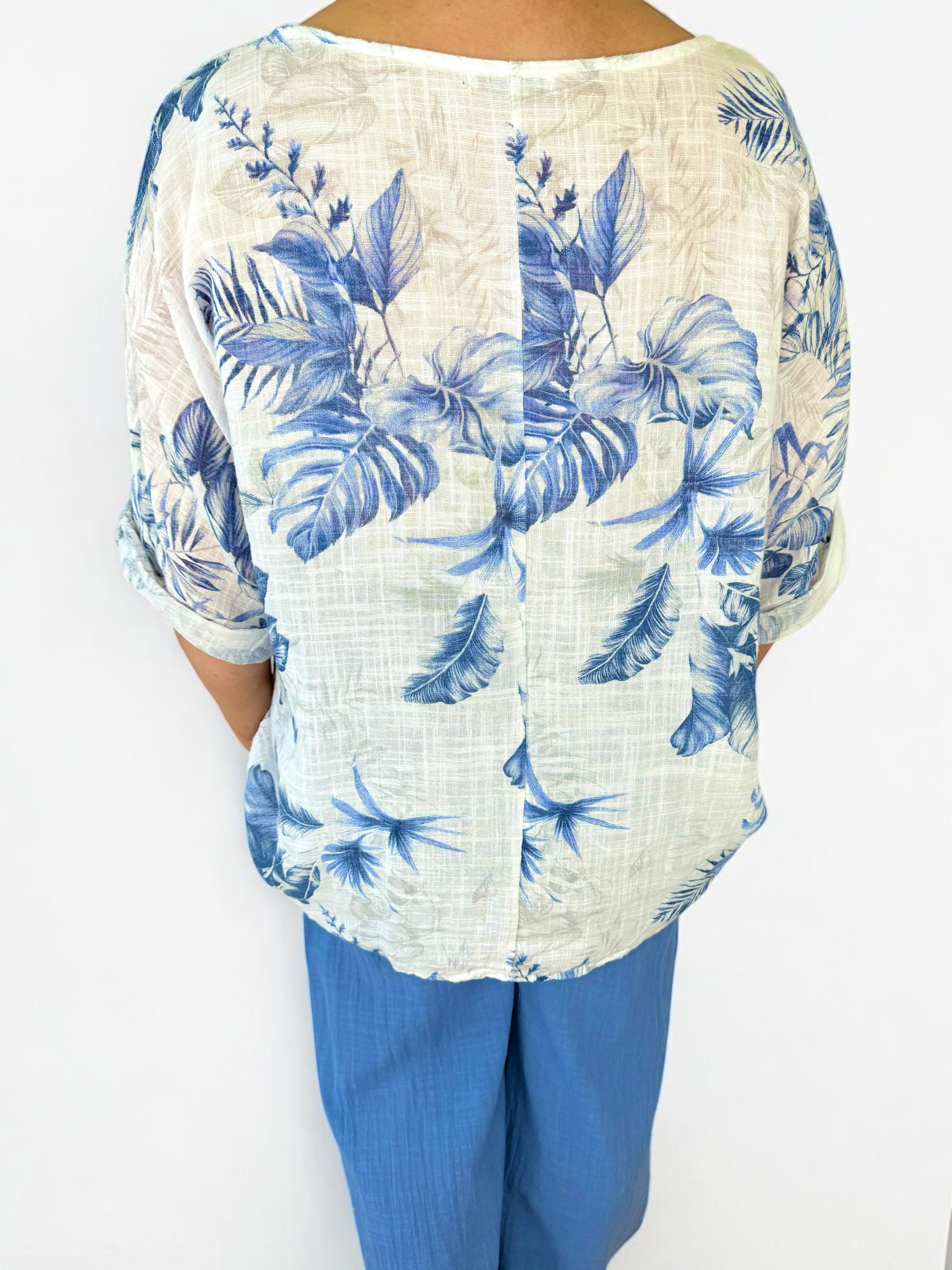 Pure Cotton Palma Necklace Top - White